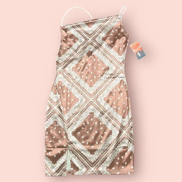 NWT Haley & June Silk Bandana Print Slip Dress - Picture 1 of 8